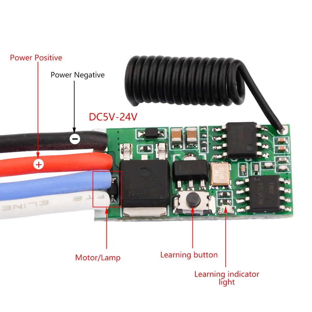 Joystick Module - DC 3.7V-24V 433MHz มินิไร้สาย RF รีโมทคอนโทรลสวิตช์โมดูลรับสัญญาณสำหรับไฟ