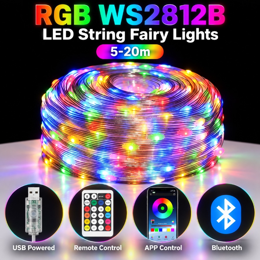 Ws2812B - ไฟประดับ LED แบบสาย 5-20 เมตร WS2812B
