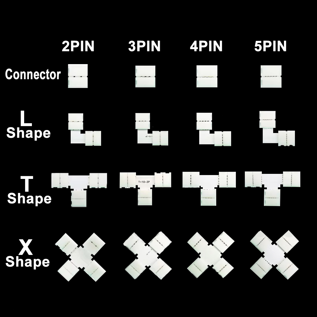 Ws2812B - 5PCS 10mm L/T/X Shape Connector 2/3/4/5PIN