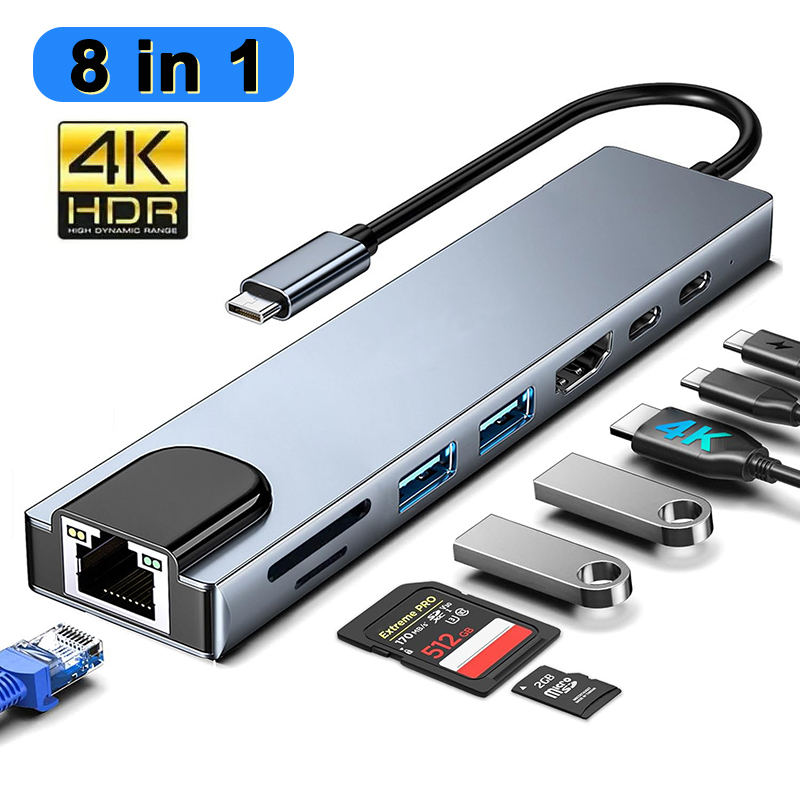 8 In 1 USB Type C Hub สําหรับ  - Sd Card Module บทวิจารณ์และราคา