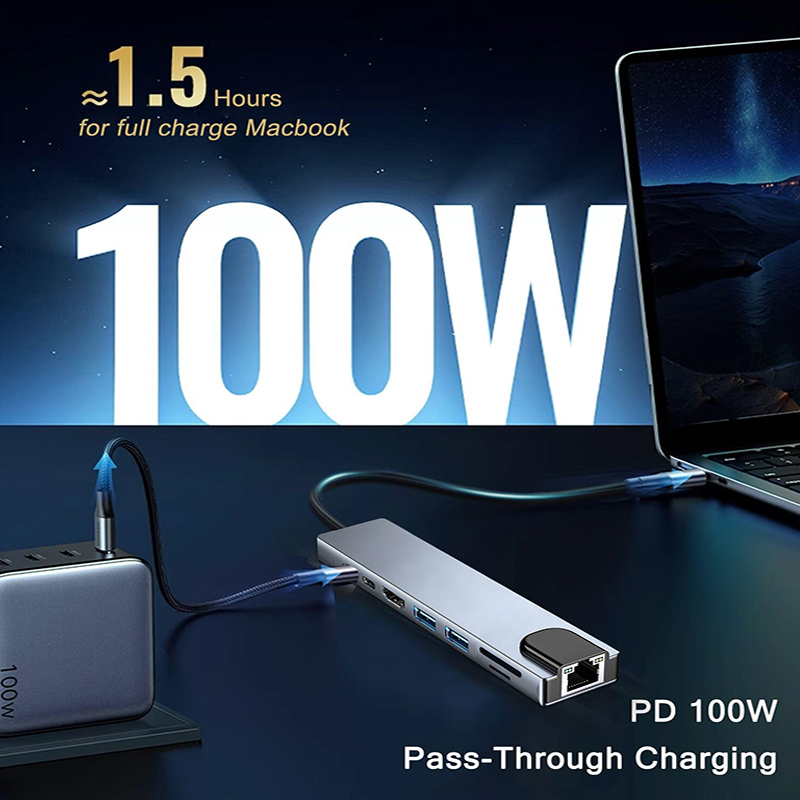 8 In 1 USB Type C Hub สําหรับ  - Sd Card Module บทวิจารณ์และราคา